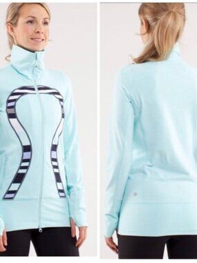 Lululemon | "Heathered Aquamarine / Discover Stripe" In Stride Jacket | Size 8